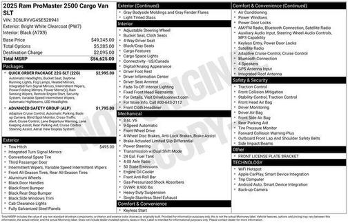 Bright White 2025 RAM ProMaster 2500 Base