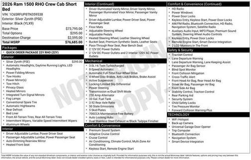 2026 RAM 1500 RHO Crew Cab 4x4 5'7' Box