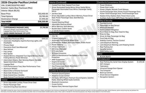 2026 Chrysler Pacifica Limited