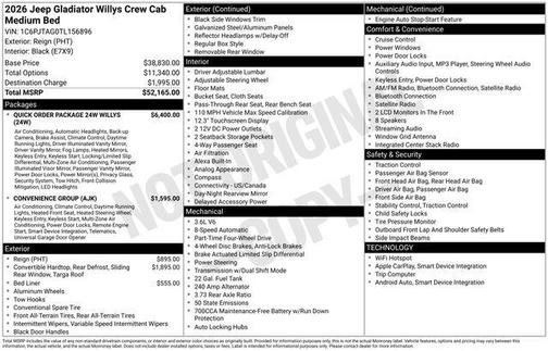 2026 Jeep Gladiator Willys 4x4