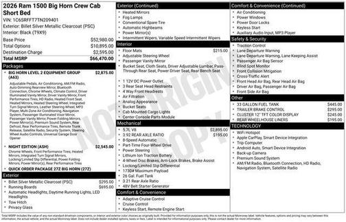 2026 RAM 1500 Big Horn/Lone Star