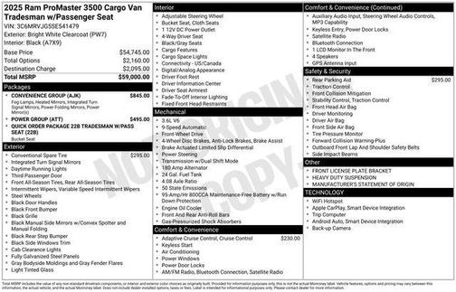 2025 RAM ProMaster 3500 High Roof