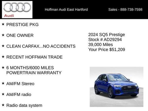 Ultra Blue Metallic 2024 Audi SQ5 3.0T Prestige