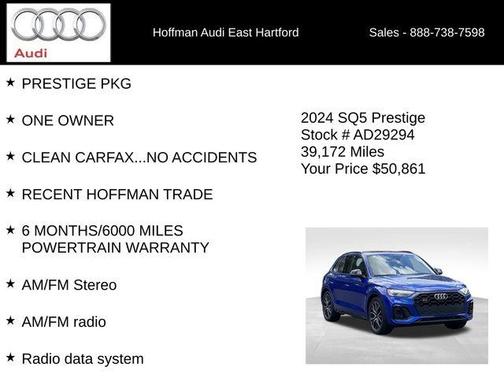 Ultra Blue Metallic 2024 Audi SQ5 3.0T Prestige