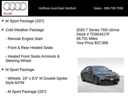 Carbon Black Metallic 2020 BMW 750 i xDrive