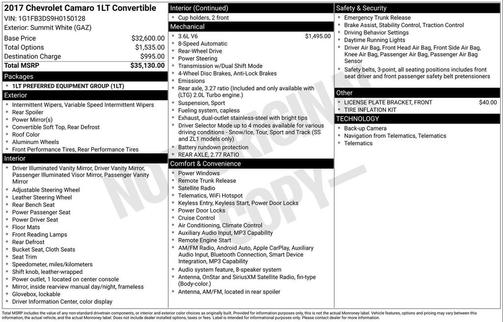 2017 Chevrolet Camaro 1LT