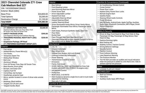 2021 Chevrolet Colorado Z71