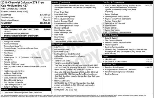 2016 Chevrolet Colorado Z71