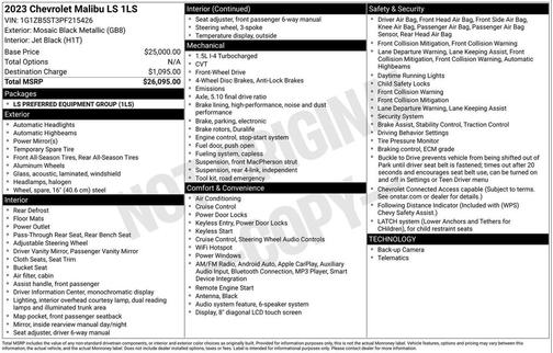 2023 Chevrolet Malibu 1LS
