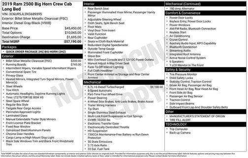 2019 RAM 2500 Big Horn Crew Cab 4x4 8' Box
