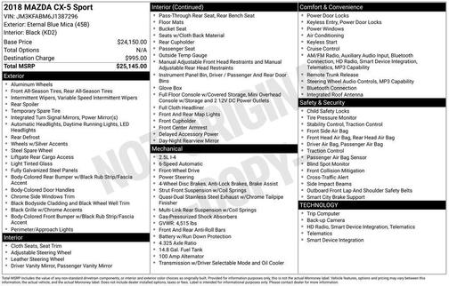 Eternal Blue Mica 2018 Mazda CX-5 Sport