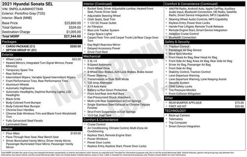 Portofino Gray 2021 Hyundai SONATA SEL