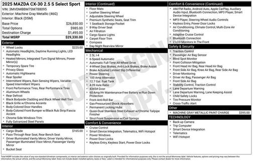 2025 Mazda CX-30 2.5 S Select Sport