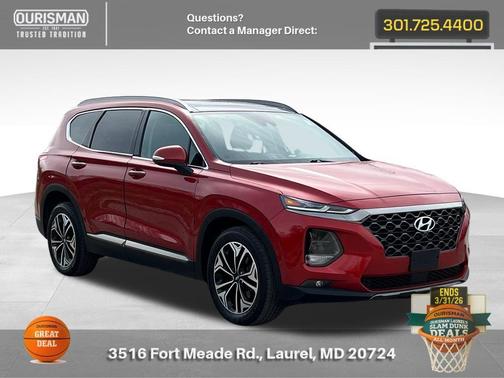 Lava Orange 2020 Hyundai SANTA FE Limited 2.0T
