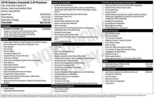 2018 Subaru Crosstrek 2.0i Premium