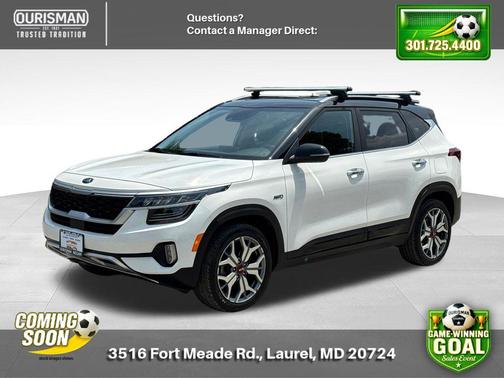 Clear White/Black Roof 2021 Kia Seltos SX Turbo