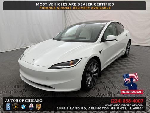 Pearl White Multi-Coat 2025 Tesla Model 3 Long Range