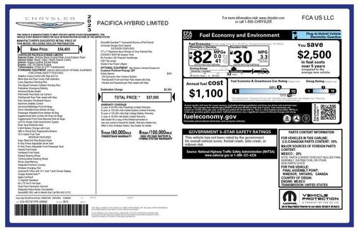 Brilliant Black Crystal Pearlcoat 2023 Chrysler Pacifica Hybrid Limited