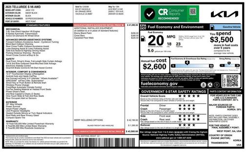 Ebony Black 2025 Kia Telluride S