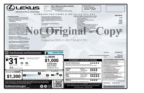2021 Lexus NX 300h Base