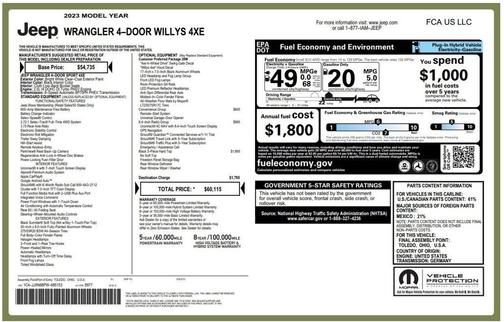 Bright White Clearcoat 2023 Jeep Wrangler 4xe Base