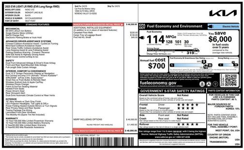 Midnight Black 2025 Kia EV6 Light