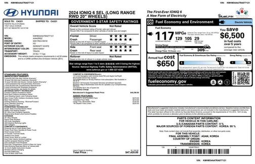 White 2024 Hyundai IONIQ 6 SEL