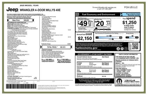 Anvil Clearcoat 2025 Jeep Wrangler 4xe Sport