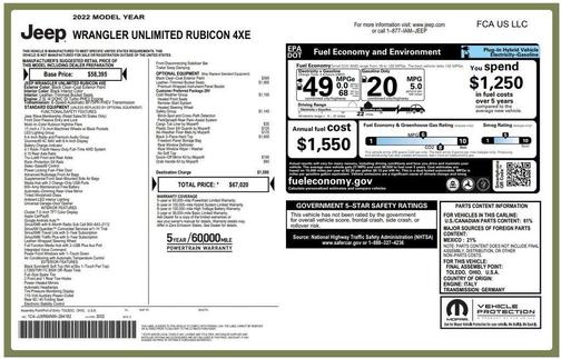 Black Clearcoat 2022 Jeep Wrangler Unlimited 4xe Rubicon