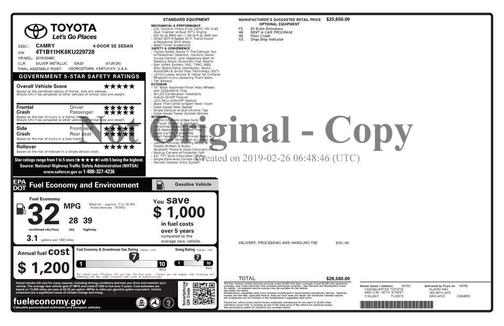 2019 Toyota Camry LE