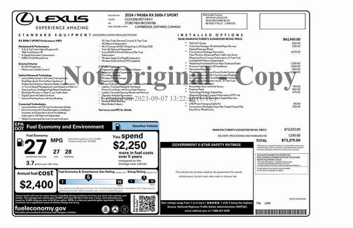 2024 Lexus RX 500h F SPORT PERFORMANCE
