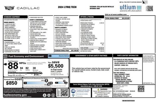 Stellar Black Metallic 2024 Cadillac LYRIQ Tech