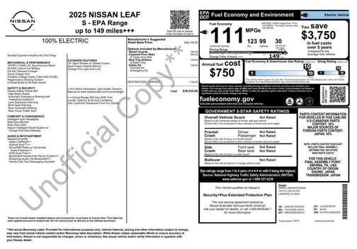 Glacier White 2025 Nissan Leaf S
