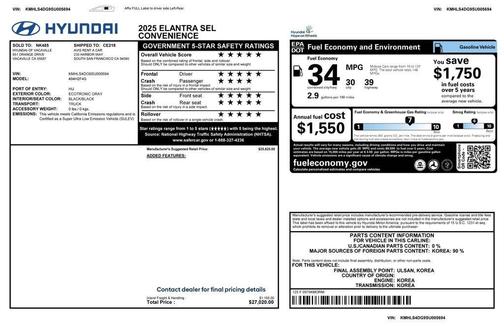 2025 Hyundai ELANTRA SEL Convenience