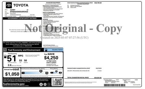 2025 Toyota Camry LE