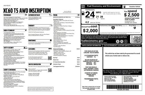 Pine Gray Metallic 2021 Volvo XC60 T5 Inscription