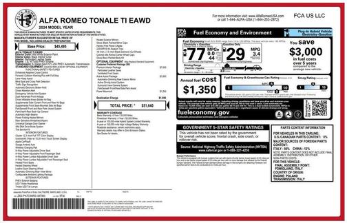 Alfa White 2024 Alfa Romeo Tonale Ti