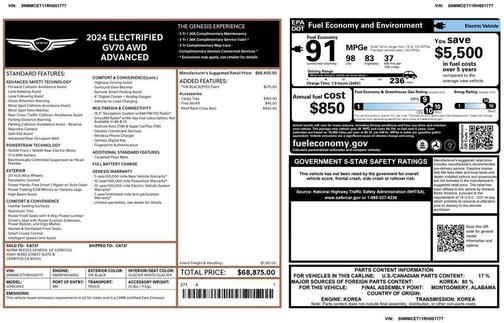 Vik Black 2024 Genesis Electrified GV70 Advanced