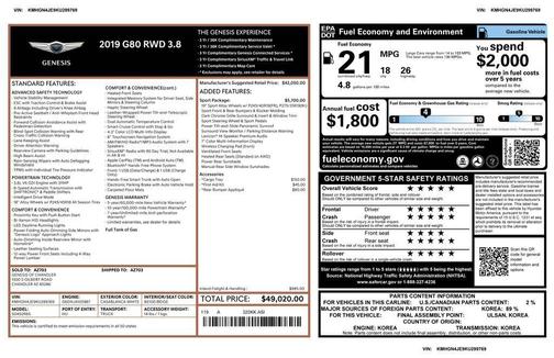2019 Genesis G80 3.8