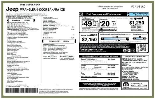 Black Clearcoat 2025 Jeep Wrangler 4xe Sahara