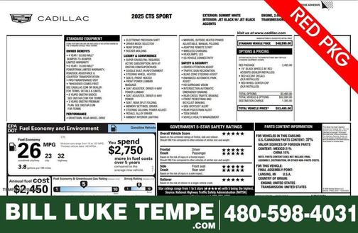 Summit White 2025 Cadillac CT5 Sport RWD