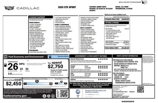 Summit White 2025 Cadillac CT5 Sport RWD