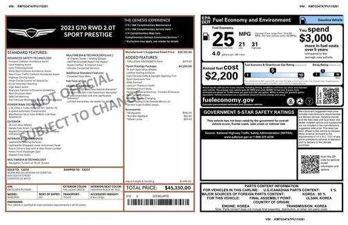 2023 Genesis G70 2.0T