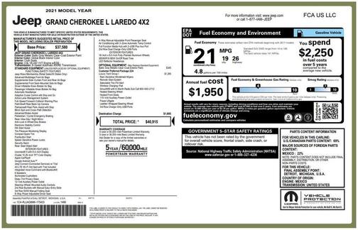 Gray Metallic 2021 Jeep Grand Cherokee L Laredo