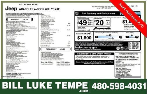 Bright White Clearcoat 2023 Jeep Wrangler 4xe Base