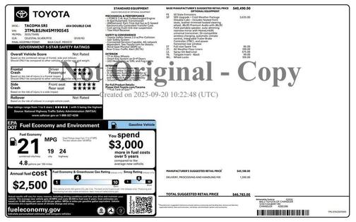 Celestial Silver Metallic 2025 Toyota Tacoma SR5