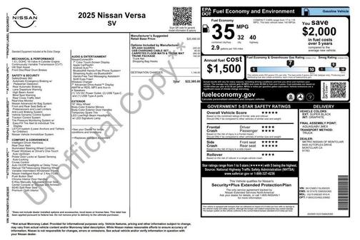 Black 2025 Nissan Versa 1.6 SV