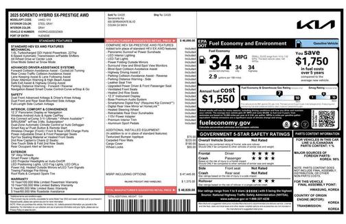 2025 Kia Sorento Hybrid SX Prestige
