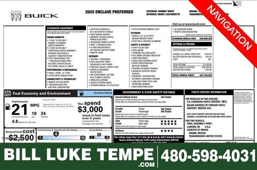 Summit White 2025 Buick Enclave Preferred