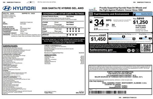 Gray 2026 Hyundai SANTA FE HEV SEL